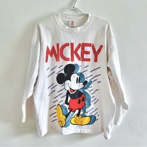Vintage Disney Mickey Mouse Red and White 3/4 Long Sleeve Tee 90’s